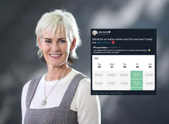 Judy Murray shared her astonishment at the thought of paying £60.40 for an hour of tennis.