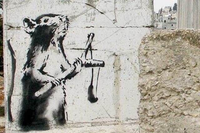 The 'lost' Banksy artwork which turned up 43 miles away from its original location in Bethlehem
Pic: Banksy