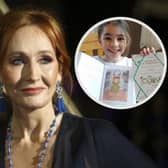 JK Rowling, and Caitlyn, from Portobello, whose drawing was chosen to feature in Ickabog