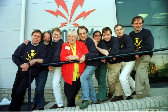 The launch of Scot FM in September, 1994, with former politician Margo MacDonald pictured centre outside the station's studios at Albert Quay in Leith. The commercial radio station ran until January 2002.