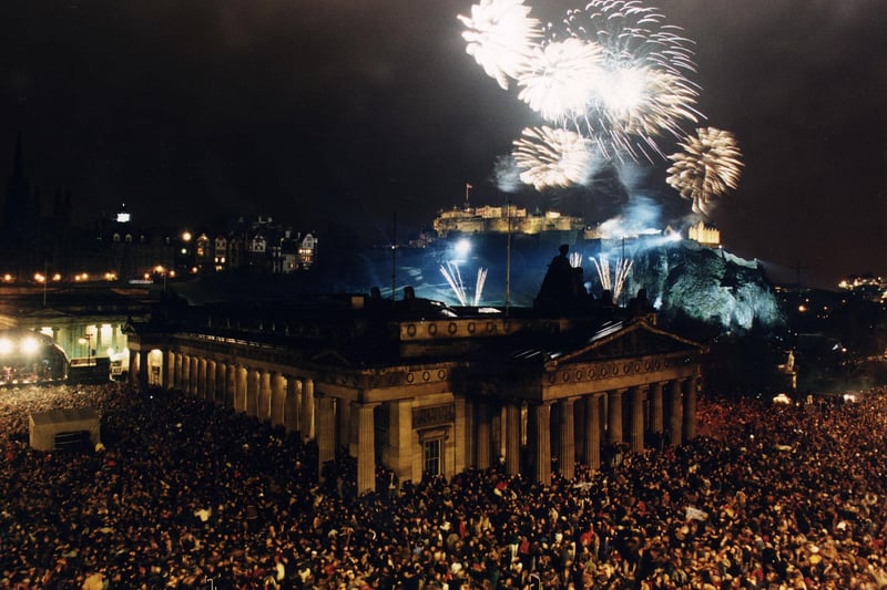 Tens of thousands crammed Princes Street for Edinburgh's New Year Celebrations to mark the end of 1995.