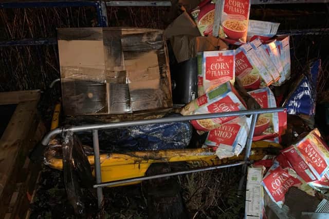 Some of the food damaged in the wilful fire on Friday evening picture: supplied