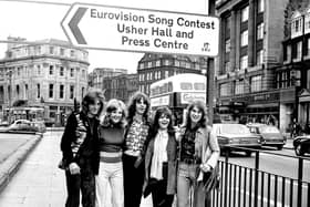 The New Seekers, representing the United Kingdom, make their way to the Usher Hall for the Eurovision Contest 1972