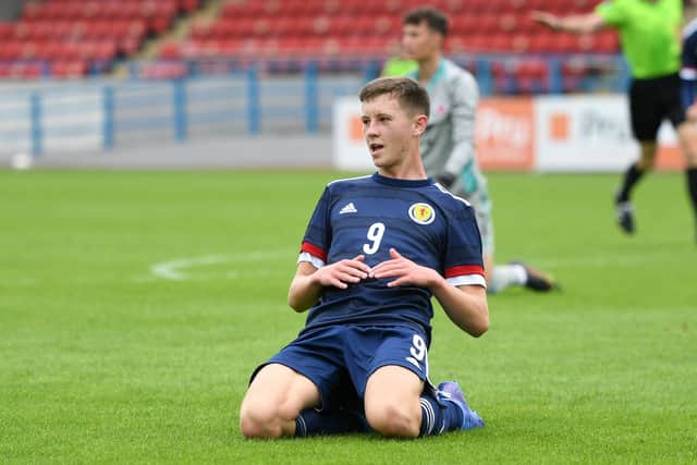 Ethan Laidlaw hit a debut treble for Scotland on his international debut
