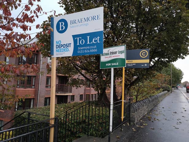 To let and for sale signs pictured on Queensferry Road in Edinburgh