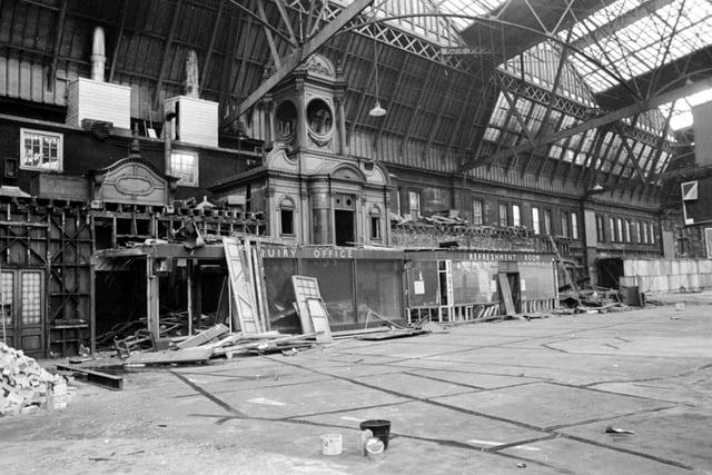 This is Princes Street station at the West End being demolished in 1969 after closing four years earlier.  But under the 1949 Abercrombie plan, it would have been kept and rebuilt as a multi-level station with the inner ring road running underneath it.  Princes Street station would have operated inter-city services, while Waverley would have been downgraded to serve suburban lines only.