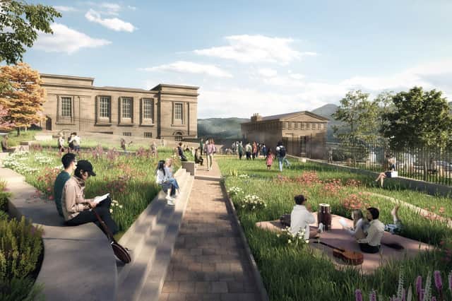A public garden, visitor centre, cafe and gallery will be created at the former Royal High School on Calton Hill under the new vision (Image: Richard Murphy Architects)