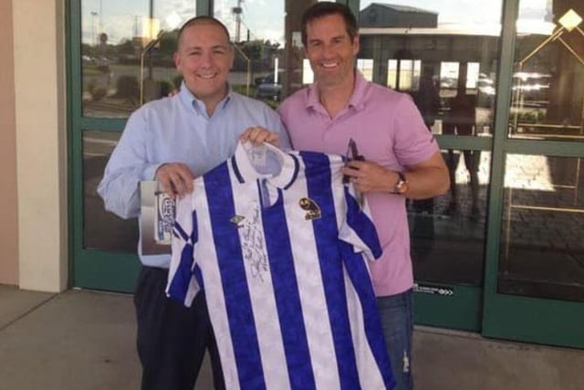 Geoff Hatcher with former Wednesday and USA star John Harkes.