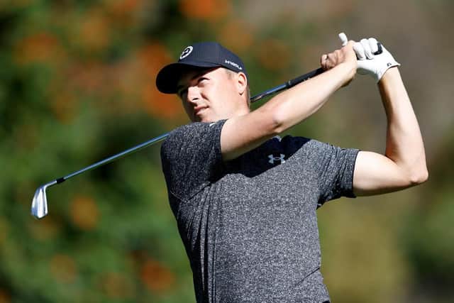 Jordan Spieth in action during the first round of  The Genesis Invitational at Riviera Country Club in Los Angeles. Picture: Michael Owens/Getty Images.