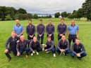 Team captain Gordon Milligan, front row third left, and his players celebrate winning the Edinburgh Summer League at Bruntsfield Links. Picture: Duddingston Golf Club