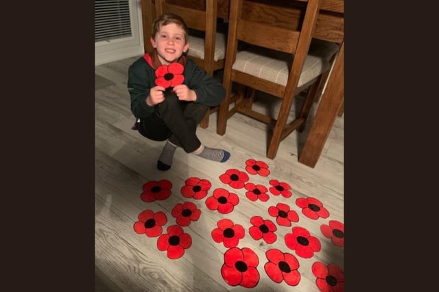 Nine-year-old Harry Fletcher raised more than £5,000 for the Royal British Legion after making hundreds of handmade poppies when Covid meant he could not parade with his cub scout group on Remembrance Sunday.