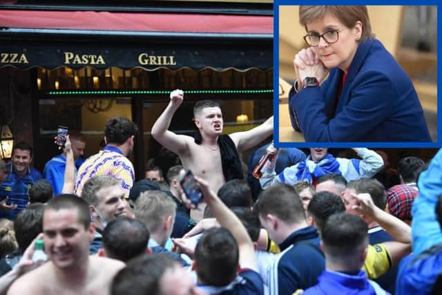 Nicola Sturgeon says she will not 'reduce' protection of others in response to football fans flouting Covid rules.