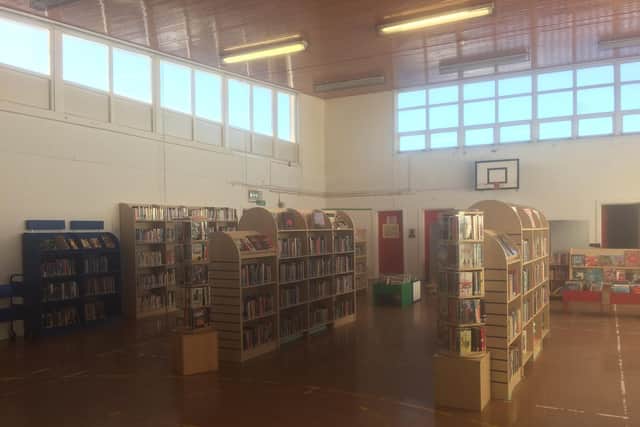 The gym hall at the community centre has been turned into a library.