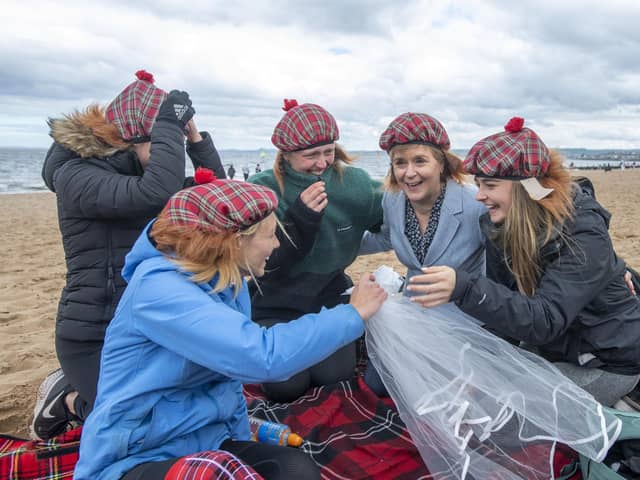 Nicola Sturgeon joined a hen-party on Portobello beach at the weekend (Picture: Lesley Martin/PA Wire)