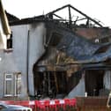 The scene this morning after an explosion and fire at a property on Broomage Crescent Larbert, Falkirk. Pic: Michael Gillen.