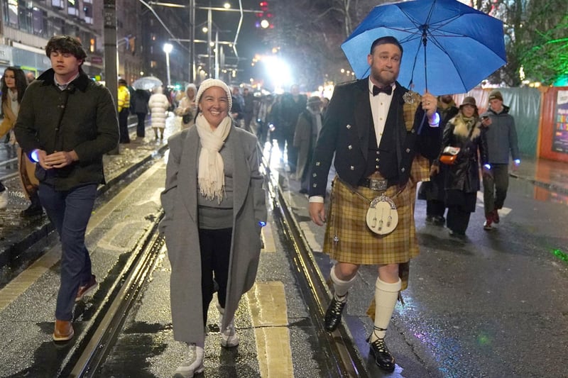Revellers on Princes Street, during the Hogmanay New Year celebrations in Edinburgh. Picture: Andrew Milligan/PA Wire.