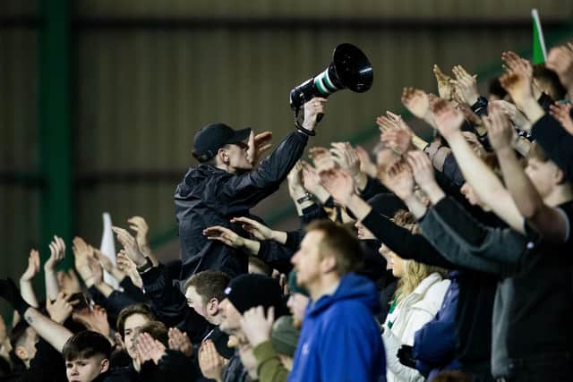 A general view of the singing section at the UEFA Youth League clash between Hibs and Borussia Dortmund at Easter Road in February. Picture: Ewan Bootman/SNS Group