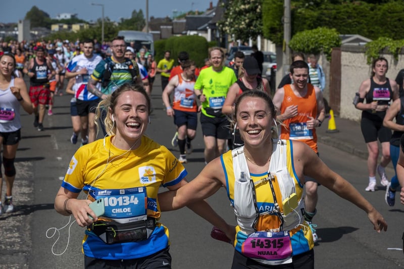 Runners taking part in the Edinburgh Marathon Festival kept smiling as they chalked up the miles.