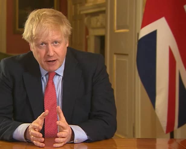 Boris Johnson addressing the nation from 10 Downing Street, as he placed the UK in lockdown during the Covid pandemic