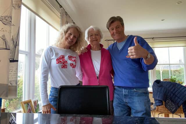 Gordon Percy and his partner, Stephany, back home with his 89-year-old mum.