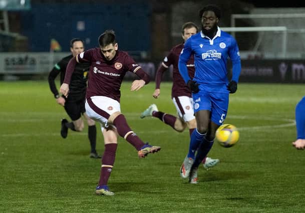 Hearts forward Jamie Walker in action during the 1-1 against Queen of the South on the artificial surface at Palmerston Park last Friday. (Photo by Alan Harvey / SNS Group)