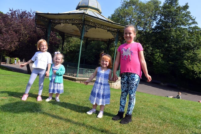Sisters Monica, seven, twins Felicity and Florence, two and Honor, eight, enjoying the summer holidays at Roker Park.