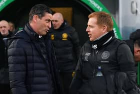 Hibs boss Jack Ross (L) and former Celtic manager Neil Lennon. Photo by Craig Foy / SNS Group