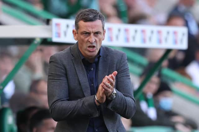 Jack Ross issues instructions from the technical area during the 2-2 draw with St Mirren