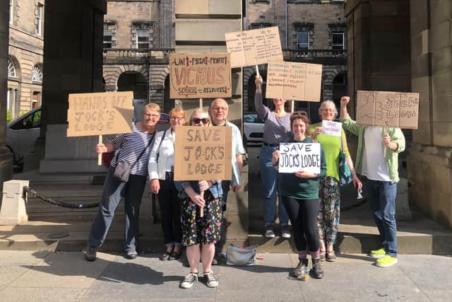 Opponents of the Jock's Lodge plans demonstrated outside Edinburgh City Chambers ahead of the hearing.