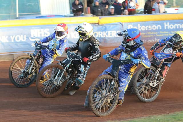 Monarchs´ James Sarjeant leads team-mate Josh Pickering and Diamonds’ Willie Lawson and George Congreve. Picture: Jack Cupido