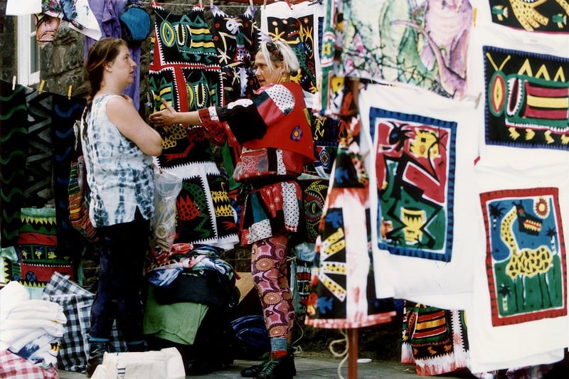 A colourful Edinburgh Festival stand at the mound in August 1993.