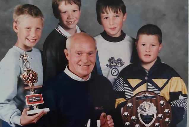 Janny Pearson pictured with former pupils.