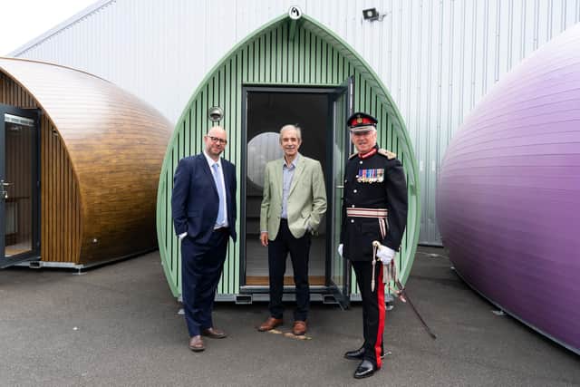 From left: Ross and Archie Hunter with Lord Lieutenant of Midlothian Richard Callander during the latter's visit to present Armadilla with its Queen's Award for Enterprise. Picture: contributed.
