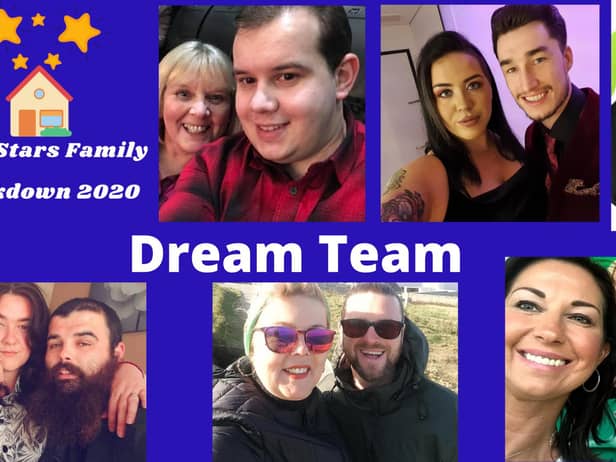 Our Stars Family admin team - From next to logo going clockwise - Grant & Anne Stanley, Stephanie and Mark Gibson, Kadie Jo Green, Juliana Mary Rose and son Patrick, Maureen & Kevin Clegg and Zoey Whittaker and Conall Patterson.