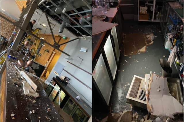 Some of the damage done inside the restaurant.