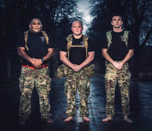 Three members of 21 Engineer Regiment based in Ripon, Sergeant Max McGoon, Corporal Lee Connolly and Private Matty Haigh are taking part in the barefoot relay.
