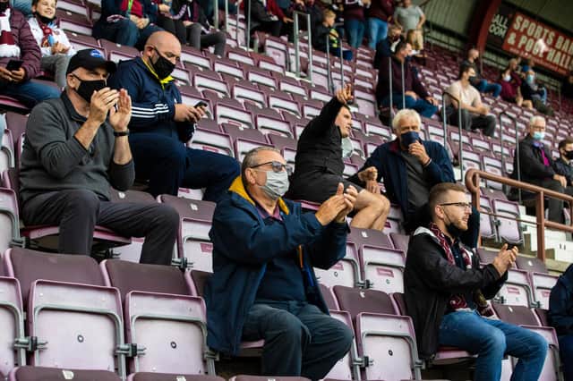 Hearts fans delighted with win over Celtic. (Photo by Alan Harvey / SNS Group)