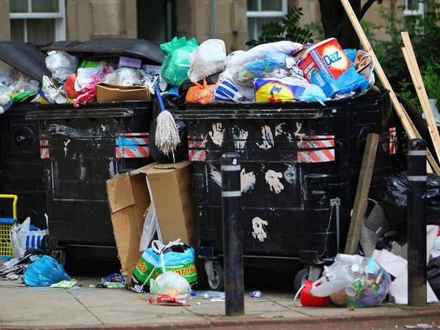 Trade union leaders warn that scenes like this of uncollected refuse could be common across Scotland as council workers vote to strike over pay
