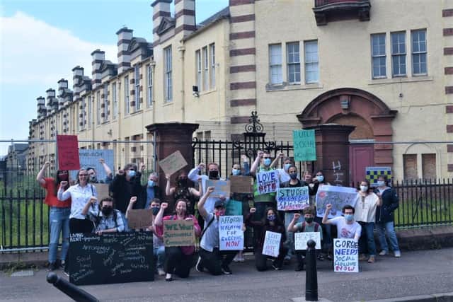 A protest organised by residents and Living Rent against the proposed PBSA