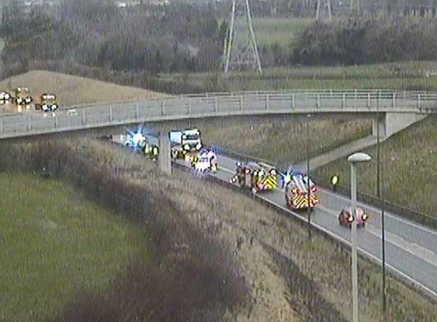 Emergency services rushed to the scene on the A68 this morning. Photo by Traffic Scotland.