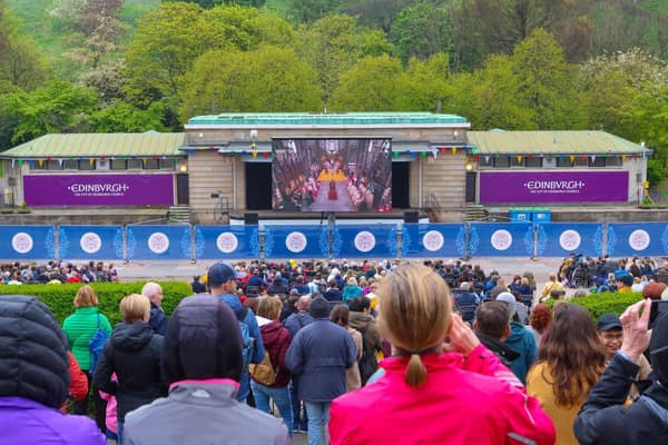 The Ross Bandstand in Princes Street Gardens was opened to the public to show TV coverage of the Coronation of King Charles last year