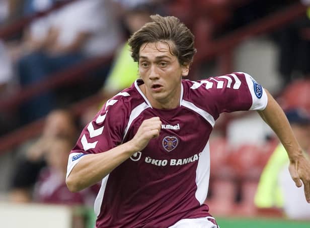 Deividas Cesnauskis in action for Hearts in July 2006. The Lithuanian winger is now a football agent in his home country after hanging up his boots
