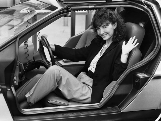 American actress Mary Steenburgen drives away after a visit to the 12-screen multiplex cinema at Craig Park (aka UCI 12, Fort Kinnaird) in Newcraighall Edinburgh, where her film 'Back to the Future III' was showing in July 1990.
