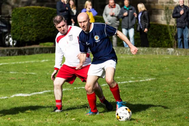 Scotland vs England crime writers football Match at Bloody Scotland, Scotland's International Crime Writing Festival in Stirling in 2018. 


Paul Reich