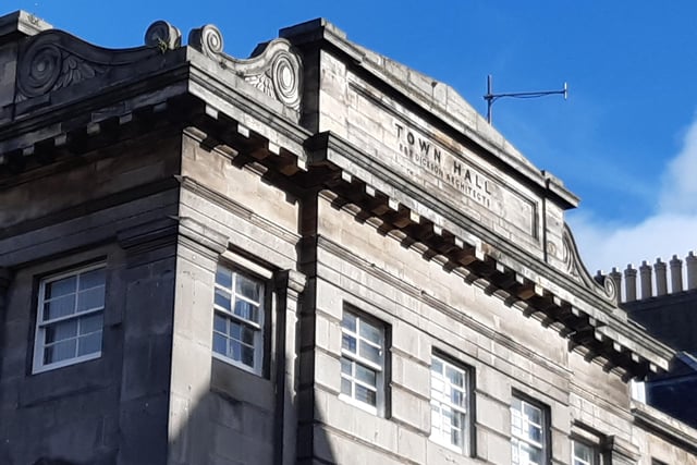 Carved into the stonework above the police station at Constitution Street are the words "TOWN HALL". Built in 1828 (Leith became an independent burgh in 1833) this was the original Leith Town Hall. The building still contains the old Victorian debating chamber within.