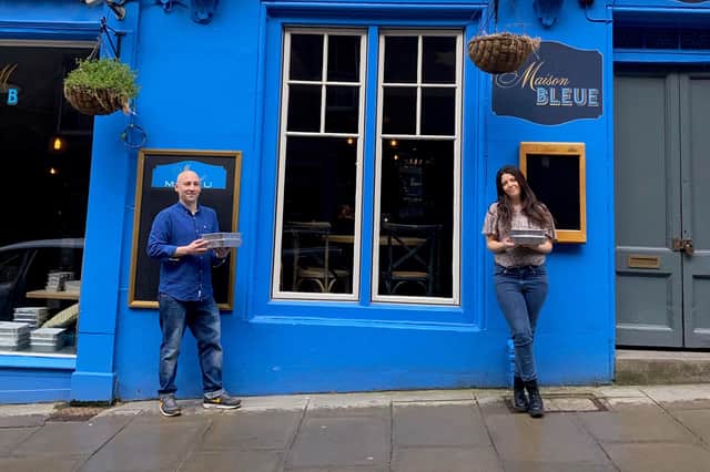 Dean and Layla Gassabi outside Maison Bleue in Edinburgh