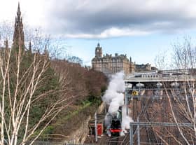 Flying Scotsman leaving Waverley Station in Edinburgh on Friday after a visit to commemorate its 100th birthday. Picture: Peter Summers/Getty Images