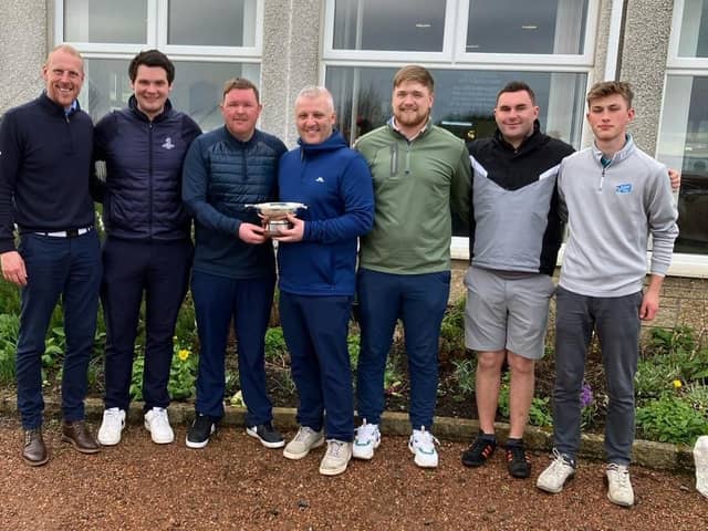 East Lothian's players show off the trophy after winning the 2023/24 Lothians & Fife Golf Associations Winter League.