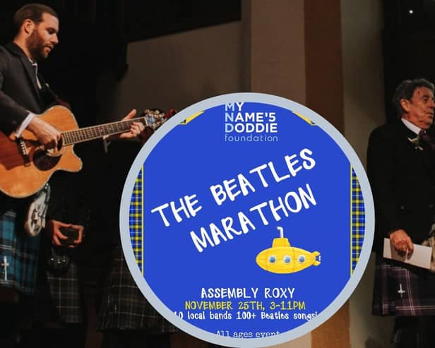 Edinburgh musician Stuart McGachan (left) has organised the Beatles Marathon in memory of his father Patrick McGachan (right).