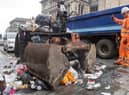 Edinburgh's waste workers clear mountains of rubbish as they return to work following strike action (Picture: Lesley Martin/PA Wire)